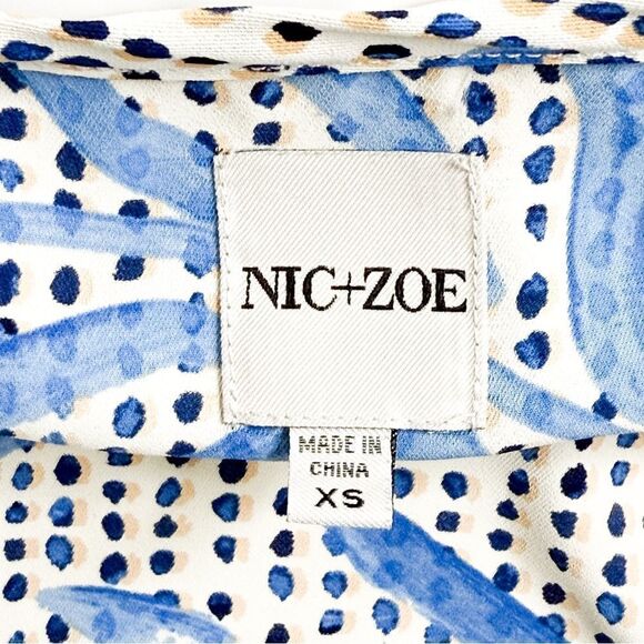 NIC+ZOE Women's Blue & White Abstract Wrap Dress with Pockets Size XS - Picture 7 of 10